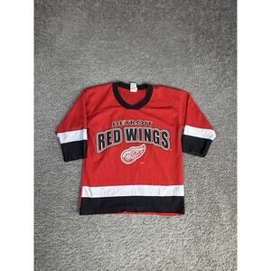 Vintage Detroit Red Wings Jersey Boys M 10/12 Red NHL Hockey Team Logo GTS Mesh